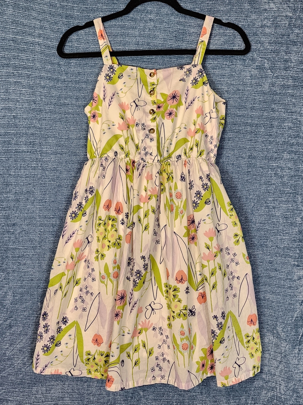 Cat & Jack Cream Floral Sundress with Pink, Green & Purple Accents